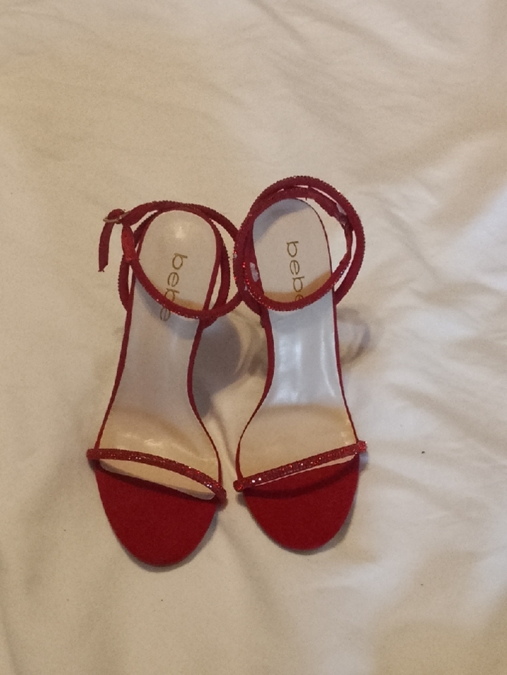 bebe Red Ankle-Strap High Heel Sandals